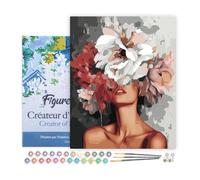 Figured'Art Dipingere con i Numeri con Telaio - Paint by Numbers Bellezza Dietro i Fiori, Passatempo per Adulti, Kit Completo, Hobby Creativi - Quadri fai da te 40x50cm Tela Già Incorniciata