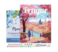 Figured'Art Dipingere con i Numeri con Telaio - Paint by Numbers Poster di Viaggio a Praga in Primavera, Kit Completo, Hobby Creativi - Quadri fai da te 40x50cm Tela Già Incorniciata