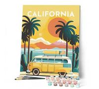 Figured'Art Dipingere con i Numeri con Telaio - Paint by Numbers Poster di viaggio in California, Passatempo per Adulti, Kit Completo, Hobby Creativi - Quadri fai da te 40x50cm Tela Già Incorniciata
