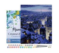 Figured'Art Dipingere con i Numeri con Telaio - Paint by Numbers Tetti di Parigi, Passatempo per Adulti, Kit Completo, Hobby Creativi - Quadri fai da te 40x50cm Tela Già Incorniciata