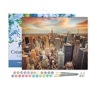 Figured'Art Dipingere con i Numeri con Telaio - Paint by Numbers Tramonto A New York, Passatempo per Adulti, Kit Completo, Hobby Creativi - Quadri fai da te 40x50cm Tela Già Incorniciata
