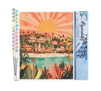 Figured'Art Dipingere con i Numeri - Paint by Numbers Alba a Bali, Passatempo per Adulti, Kit Completo, Hobby Creativi - Quadri fai da te 40x50cm senza cornice