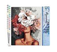 Figured'Art Dipingere con i Numeri - Paint by Numbers Bellezza Dietro i Fiori, Passatempo per Adulti, Kit Completo, Hobby Creativi - Quadri fai da te 40x50cm senza cornice