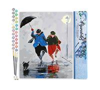 Figured'Art Dipingere con i Numeri - Paint by Numbers Camminare sotto la pioggia, Passatempo per Adulti, Kit Completo, Hobby Creativi - Quadri fai da te 40x50cm senza cornice