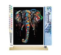 Figured'Art Dipingere con i Numeri - Paint by Numbers Dipinto Di Elefante, Passatempo per Adulti, Kit Completo, Hobby Creativi - 40x50cm cornice in legno fai da te