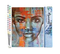 Figured'Art Dipingere con i Numeri - Paint by Numbers Donna Africana, Passatempo per Adulti, Kit Completo, Hobby Creativi - Quadri fai da te 40x50cm senza cornice