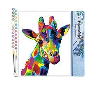 Figured'Art Dipingere con i Numeri - Paint by Numbers Giraffa Pop Art, Passatempo per Adulti, Kit Completo, Hobby Creativi - Quadri fai da te 40x50cm senza cornice
