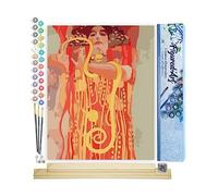 Figured'Art Dipingere con i Numeri - Paint by Numbers Gustav Klimt - Donna con serpente, Passatempo per Adulti, Kit Completo, Hobby Creativi - 40x50cm cornice in legno fai da te
