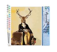Figured'Art Dipingere con i Numeri - Paint by Numbers Il Cervo Dandy, Passatempo per Adulti, Kit Completo, Hobby Creativi - Quadri fai da te 40x50cm senza cornice