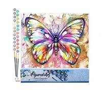 Figured'Art Dipingere con i Numeri - Paint by Numbers La Farfalla Colorata, Passatempo per Adulti, Kit Completo, Hobby Creativi - Quadri fai da te 40x50cm senza cornice
