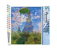 Figured'Art Dipingere con i Numeri - Paint by Numbers La passeggiata (Camille Monet con il figlio Jean sulla collina) - Monet, Kit Completo, Hobby Creativi - Quadri fai da te 40x50cm senza cornice