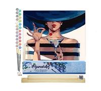 Figured'Art Dipingere con i Numeri - Paint by Numbers Martini Time, Passatempo per Adulti, Kit Completo, Hobby Creativi - 40x50cm cornice in legno fai da te