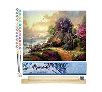 Figured'Art Dipingere con i Numeri - Paint by Numbers Nel Regno Delle Fate, Passatempo per Adulti, Kit Completo, Hobby Creativi - 40x50cm cornice in legno fai da te
