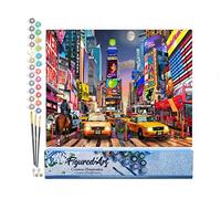 Figured'Art Dipingere con i Numeri - Paint by Numbers Notte a Time Square, Passatempo per Adulti, Kit Completo, Hobby Creativi - Quadri fai da te 40x50cm senza cornice