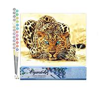 Figured'Art Dipingere con i Numeri - Paint by Numbers Pantera Con Gli Occhi Azzurri, Passatempo per Adulti, Kit Completo, Hobby Creativi - Quadri fai da te 40x50cm senza cornice