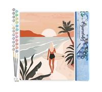 Figured'Art Dipingere con i Numeri - Paint by Numbers Passeggiata sulla spiaggia al tramonto, Passatempo per Adulti, Kit Completo, Hobby Creativi - Quadri fai da te 40x50cm senza cornice