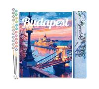 Figured'Art Dipingere con i Numeri - Paint by Numbers Poster di Viaggio a Budapest al Tramonto, Passatempo per Adulti, Kit Completo, Hobby Creativi - Quadri fai da te 40x50cm senza cornice