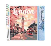 Figured'Art Dipingere con i Numeri - Paint by Numbers Poster di Viaggio a Londra in Primavera, Passatempo per Adulti, Kit Completo, Hobby Creativi - Quadri fai da te 40x50cm senza cornice