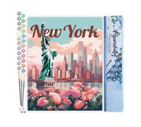 Figured'Art Dipingere con i Numeri - Paint by Numbers Poster di Viaggio a New York in Primavera, Passatempo per Adulti, Kit Completo, Hobby Creativi - Quadri fai da te 40x50cm senza cornice