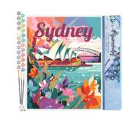 Figured'Art Dipingere con i Numeri - Paint by Numbers Poster di Viaggio a Sydney, Passatempo per Adulti, Kit Completo, Hobby Creativi - Quadri fai da te 40x50cm senza cornice