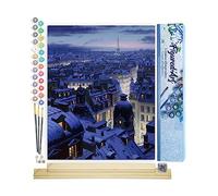 Figured'Art Dipingere con i Numeri - Paint by Numbers Tetti di Parigi, Passatempo per Adulti, Kit Completo, Hobby Creativi - 40x50cm cornice in legno fai da te