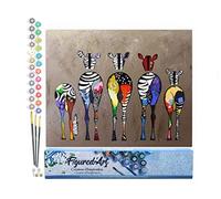 Figured'Art Dipingere con i Numeri - Paint by Numbers Zebre Da Dietro, Passatempo per Adulti, Kit Completo, Hobby Creativi - Quadri fai da te 40x50cm senza cornice