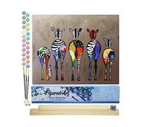 Figured'Art Dipingere con i Numeri - Paint by Numbers Zebre Da Dietro, Passatempo per Adulti, Kit Completo, Hobby Creativi - 40x50cm cornice in legno fai da te