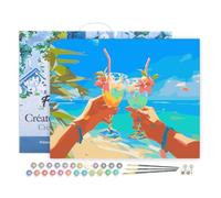 Figured'Art Dipinto per numero adulto con cornice Toast da spiaggia - Attività manuale Kit per il tempo libero creativo fai da te numero d'arte completo - 40 x 50 cm tela tesa su telaio