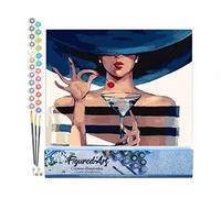 Figured'Art - Kit per Dipingere con i Numeri per Adulti "L'ora dell'Aperitivo" - Attività Manuale, Kit di Tempo Libero Creativo DIY, Numero d'Arte Completo - 40x50cm senza Telaio in Legno