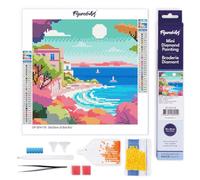 Figured'Art Mini Diamond Painting Art 5D kit completo 25x25cm Tela Arrotolata Interamente da Ricoprire di Diamonds Rotondi - Riviera Francese - Pittura Diamante - Attività Creativa per Adulti