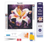 Figured'Art Mini Diamond Painting Art 5D kit completo 25x25cm Tela Arrotolata Interamente da Ricoprire di Diamonds Rotondi - Giglio in Fiore - Pittura Diamante - Attività Creativa per Adulti