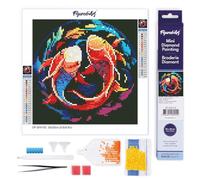 Figured'Art Mini Diamond Painting Art 5D kit completo 25x25cm Tela Arrotolata Interamente da Ricoprire di Diamonds Rotondi - Carpe Koi Colorate - Pittura Diamante - Attività Creativa per Adulti