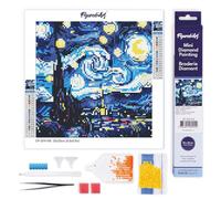 Figured'Art Mini Diamond Painting Art 5D kit completo 25x25cm Tela Arrotolata Interamente da Ricoprire di Diamonds Rotondi - Notte Stellata Vivace - Pittura Diamante - Attività Creativa per Adulti
