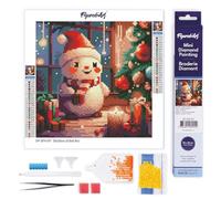 Figured'Art Mini Diamond Painting Art 5D kit completo 25x25cm Tela Arrotolata Interamente da Ricoprire di Diamonds Rotondi - Allegro e luminoso Natale - Pittura Diamante - Attività Creativa per Adulti