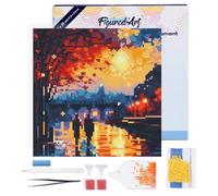 Figured'Art Mini Diamond Painting Art 5D kit completo 25x25cm Tela già Incorniciata Interamente da Ricoprire di Diamonds Rotondi - Notte Romantica - Pittura Diamante - Attività Creativa per Adulti