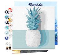 Figured'Art Mini Dipingere con i Numeri 20x20cm con Telaio - Paint by Numbers Ananas, Passatempo per Adulti, Kit Completo, Hobby Creativi - Quadri fai da te Tela Già Incorniciata