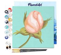 Figured'Art Mini Dipingere con i Numeri 20x20cm con Telaio - Paint by Numbers Bocciolo, Passatempo per Adulti, Kit Completo, Hobby Creativi - Quadri fai da te Tela Già Incorniciata