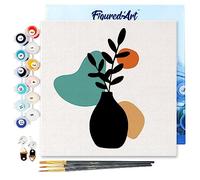 Figured'Art Mini Dipingere con i Numeri 20x20cm con Telaio - Paint by Numbers Decorazione in vaso 2, Passatempo per Adulti, Kit Completo, Hobby Creativi - Quadri fai da te Tela Già Incorniciata