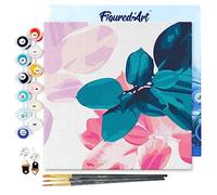 Figured'Art Mini Dipingere con i Numeri 20x20cm con Telaio - Paint by Numbers Foliage 2, Passatempo per Adulti, Kit Completo, Hobby Creativi - Quadri fai da te Tela Già Incorniciata