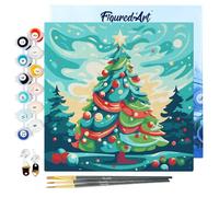 Figured'Art Mini Dipingere con i Numeri 20x20cm con Telaio - Paint by Numbers Magico Natale Passatempo per Adulti, Kit Completo, Hobby Creativi - Quadri fai da te Tela Già Incorniciata