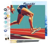 Figured'Art Mini Dipingere con i Numeri 20x20cm con Telaio - Paint by Numbers Poster Sportivo Atletica Passatempo per Adulti, Kit Completo, Hobby Creativi - Quadri fai da te Tela Già Incorniciata