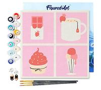 Figured'Art Mini Dipingere con i Numeri 20x20cm con Telaio - Paint by Numbers Prelibatezze, Passatempo per Adulti, Kit Completo, Hobby Creativi - Quadri fai da te Tela Già Incorniciata