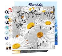 Figured'Art Mini Dipingere con i Numeri 20x20cm con Telaio - Paint by Numbers Pretty Daisies, Passatempo per Adulti, Kit Completo, Hobby Creativi - Quadri fai da te Tela Già Incorniciata