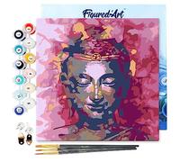 Figured'Art Mini Dipingere con i Numeri 20x20cm con Telaio - Paint by Numbers Prezioso Buddha, Passatempo per Adulti, Kit Completo, Hobby Creativi - Quadri fai da te Tela Già Incorniciata