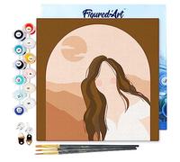 Figured'Art Mini pittura per numero adulto, 20 x 20 cm, con cornice da donna e arcade - Piccolo formato kit per il tempo libero creativo fai da te numero d'arte completo