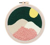 Figured'Art Punch Needle Kit completo per adulti e bambini - Cime di montagna - Perfetto per principianti. Kit pronto da ricamare misura 20x20cm con telaio circolare