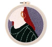 Figured'Art Punch Needle Kit completo per adulti e bambini - Orecchini - Perfetto per principianti. Kit pronto da ricamare misura 20x20cm con telaio circolare