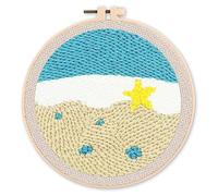 Figured'Art Punch Needle Kit completo per adulti e bambini - Stella di mare - Perfetto per principianti. Kit pronto da ricamare misura 20x20cm con telaio circolare