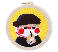 Figured'Art Punch Needle Kit completo per adulti e bambini - Succo di frutta - Perfetto per principianti. Kit pronto da ricamare misura 20x20cm con telaio circolare