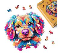 Figured'Art Puzzle in Legno di Animali per Adulti e Bambini, 200 Pezzi - Cane Mandala - Design Originale 29x27,5 cm Forme Uniche, Confezione Premium in Legno, Idea regalo